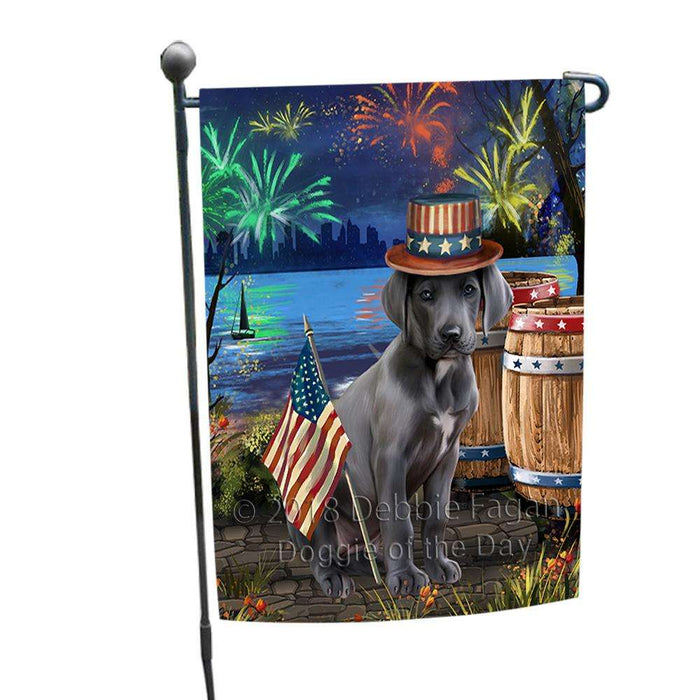 4th of July Independence Day Fireworks  Great Dane Dog at the Lake Garden Flag GFLG50895