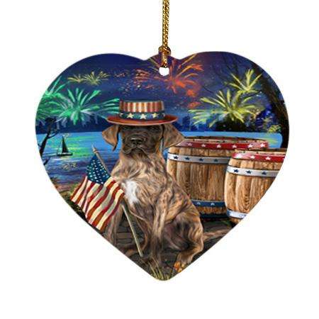 4th of July Independence Day Fireworks Great Dane Dog at the Lake Heart Christmas Ornament HPOR50976