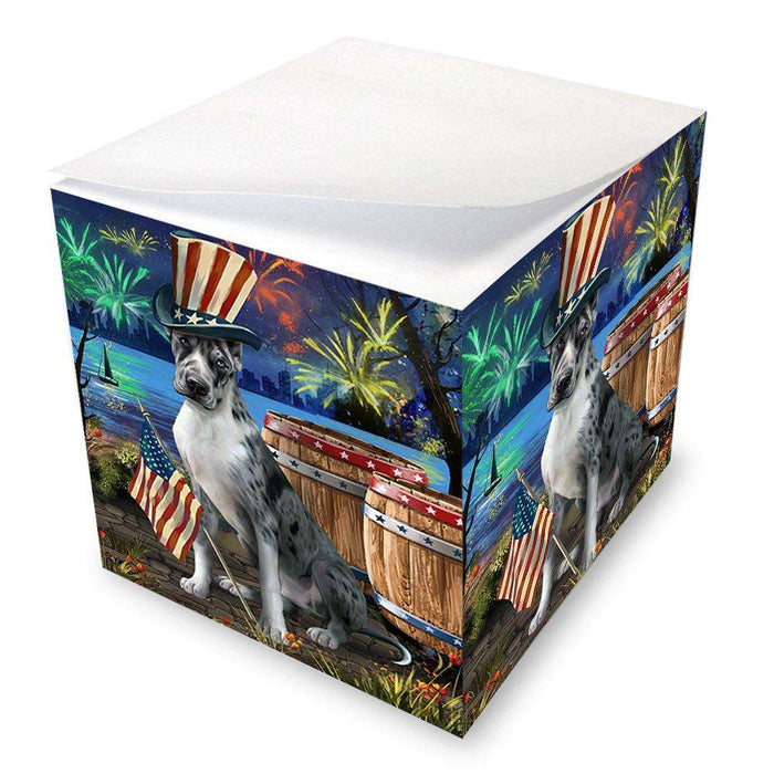 4th of July Independence Day Fireworks Great Dane Dog at the Lake Note Cube NOC50972