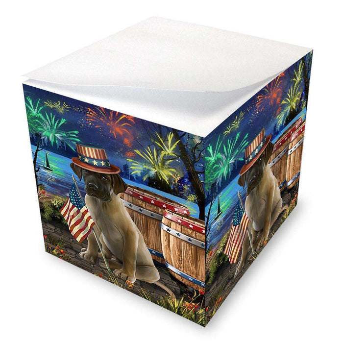 4th of July Independence Day Fireworks Great Dane Dog at the Lake Note Cube NOC50974