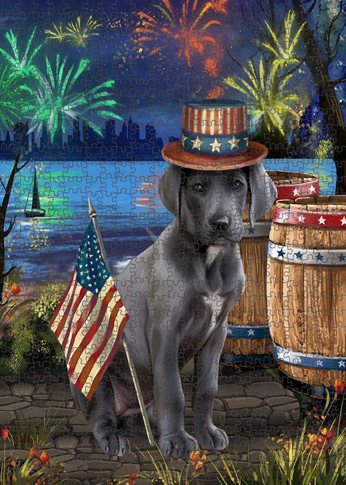 4th of July Independence Day Fireworks Great Dane Dog at the Lake Puzzle with Photo Tin PUZL56781