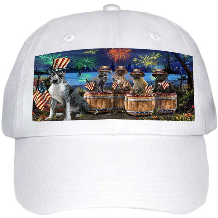 4th of July Independence Day Fireworks Great Danes at the Lake Ball Hat Cap HAT56838