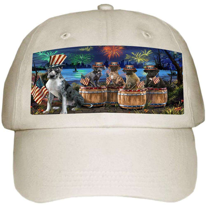 4th of July Independence Day Fireworks Great Danes at the Lake Ball Hat Cap HAT56838