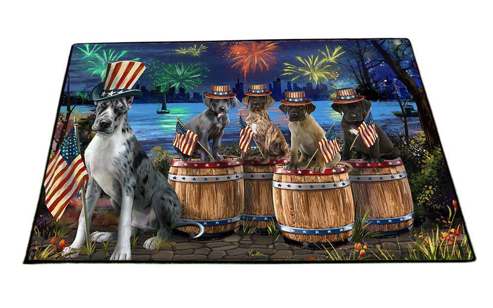4th of July Independence Day Fireworks Great Danes at the Lake Floormat FLMS50931