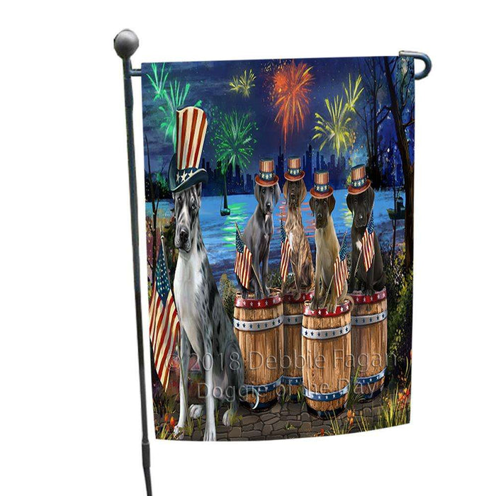 4th of July Independence Day Fireworks Great Danes at the Lake Garden Flag GFLG50957