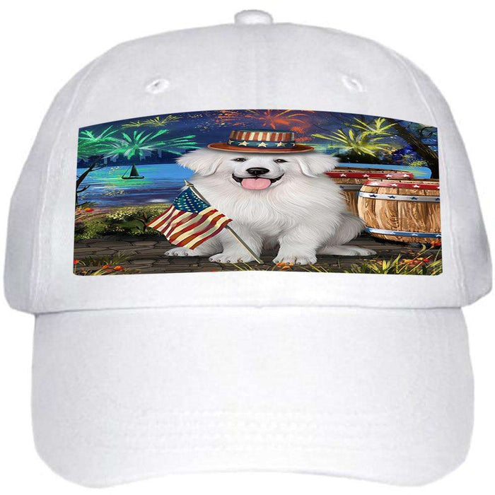 4th of July Independence Day Fireworks Great Pyrenee Dog at the Lake Ball Hat Cap HAT57210