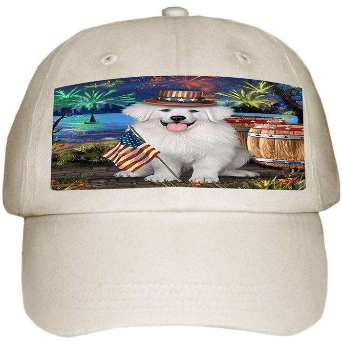 4th of July Independence Day Fireworks Great Pyrenee Dog at the Lake Ball Hat Cap HAT57210