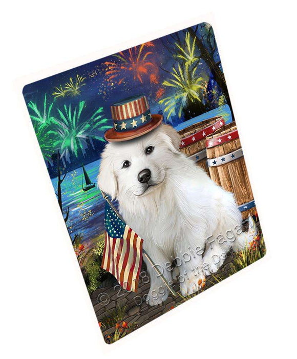 4th of July Independence Day Fireworks Great Pyrenee Dog at the Lake Blanket BLNKT76530