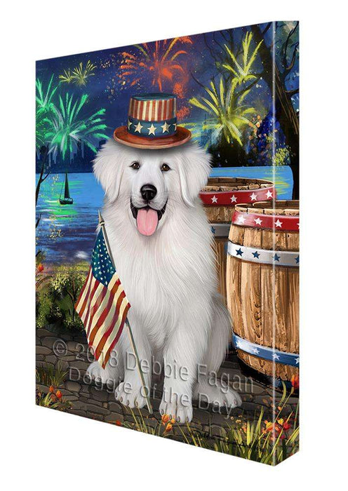 4th of July Independence Day Fireworks Great Pyrenee Dog at the Lake Canvas Print Wall Art Décor CVS77021