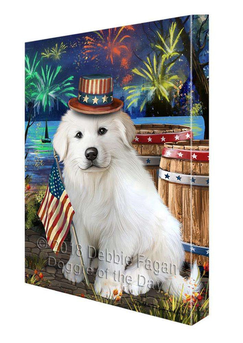 4th of July Independence Day Fireworks Great Pyrenee Dog at the Lake Canvas Print Wall Art Décor CVS77039