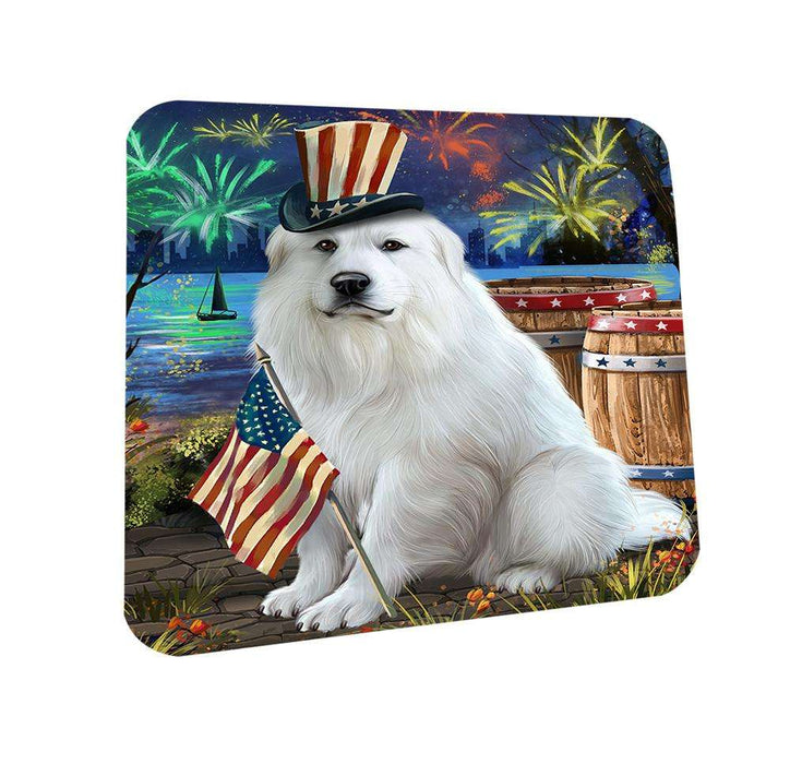 4th of July Independence Day Fireworks Great Pyrenee Dog at the Lake Coasters Set of 4 CST51117