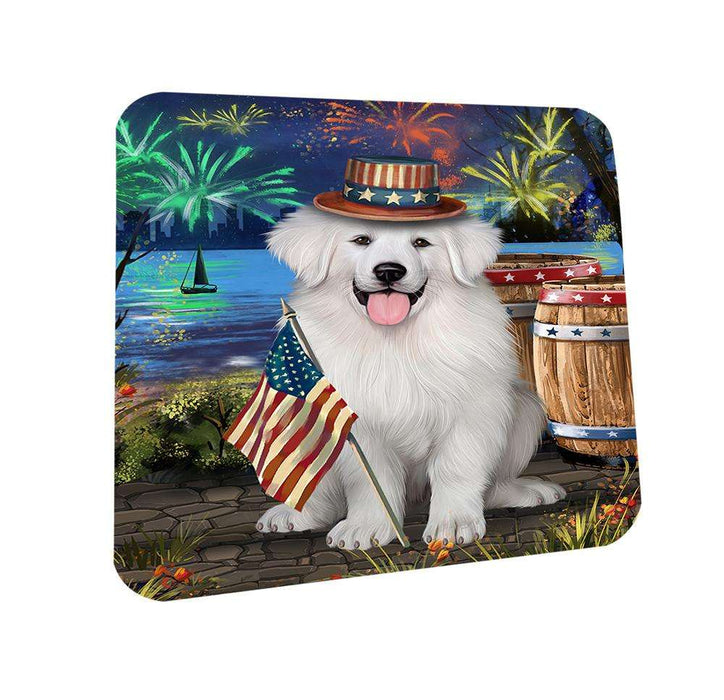 4th of July Independence Day Fireworks Great Pyrenee Dog at the Lake Coasters Set of 4 CST51118