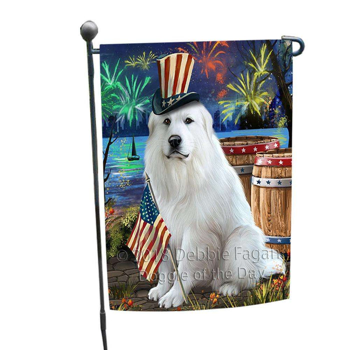 4th of July Independence Day Fireworks Great Pyrenee Dog at the Lake Garden Flag GFLG51080