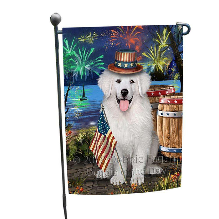 4th of July Independence Day Fireworks Great Pyrenee Dog at the Lake Garden Flag GFLG51081