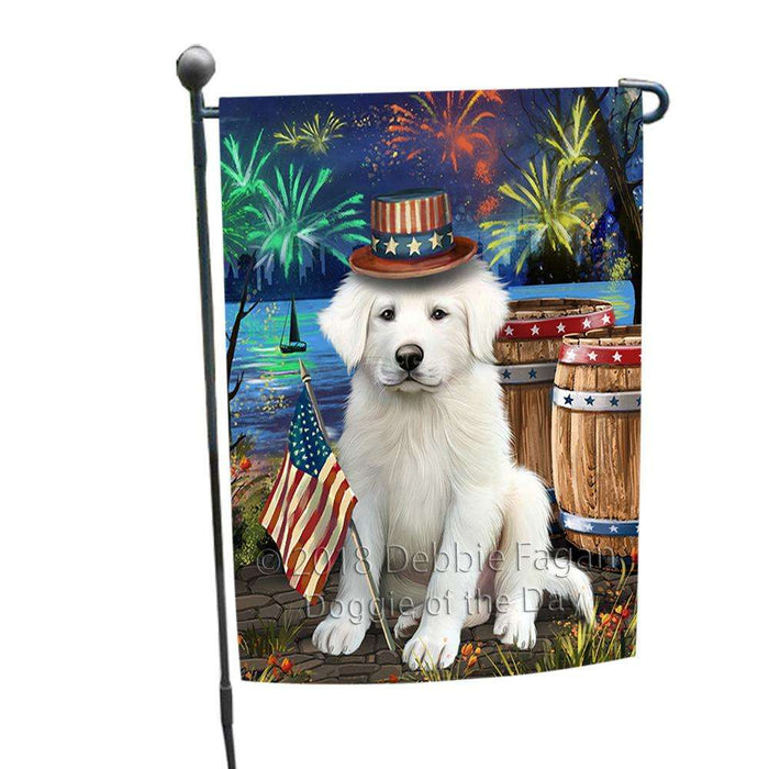 4th of July Independence Day Fireworks Great Pyrenee Dog at the Lake Garden Flag GFLG51082