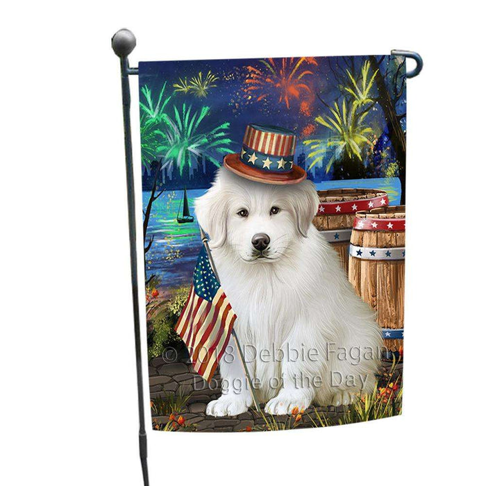 4th of July Independence Day Fireworks Great Pyrenee Dog at the Lake Garden Flag GFLG51084