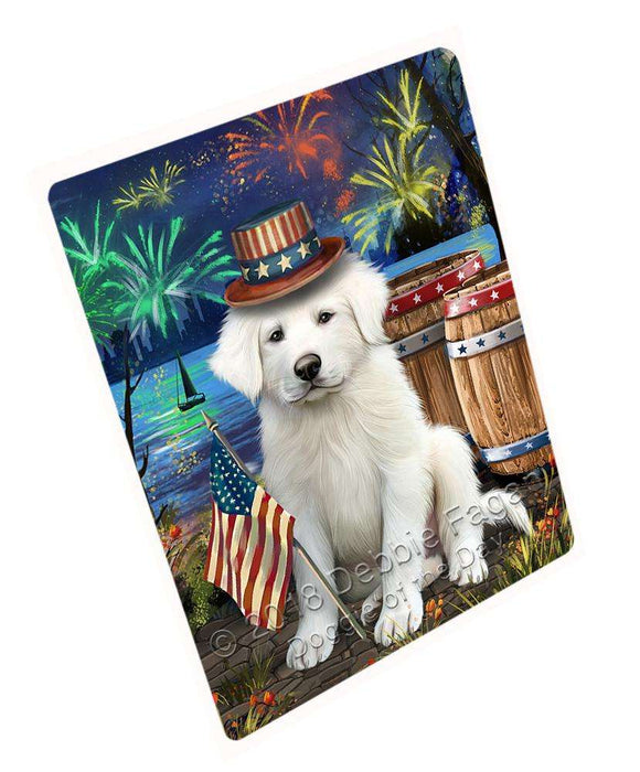 4th of July Independence Day Fireworks Great Pyrenee Dog at the Lake Large Refrigerator / Dishwasher Magnet RMAG67008