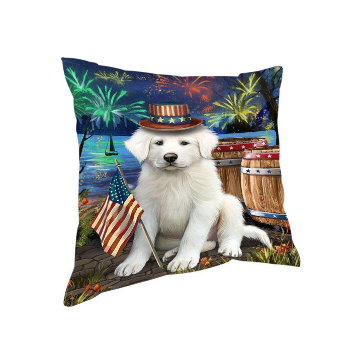 4th of July Independence Day Fireworks Great Pyrenee Dog at the Lake Pillow PIL60704