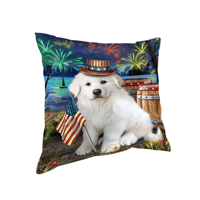 4th of July Independence Day Fireworks Great Pyrenee Dog at the Lake Pillow PIL60708