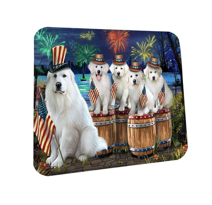 4th of July Independence Day Fireworks Great Pyrenees at the Lake Coasters Set of 4 CST50995