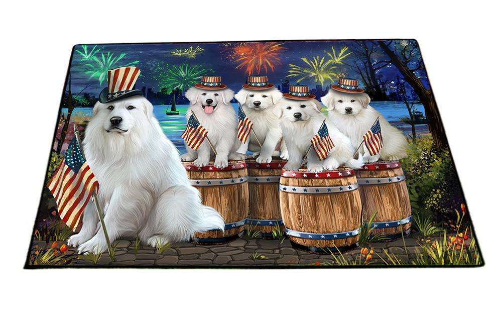 4th of July Independence Day Fireworks Great Pyrenees at the Lake Floormat FLMS50934