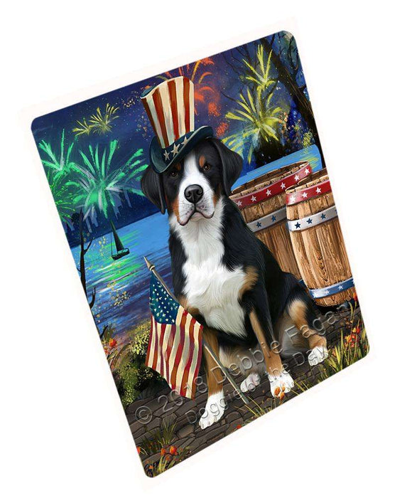 4th of July Independence Day Fireworks Greater Swiss Mountain Dog at the Lake Blanket BLNKT76548