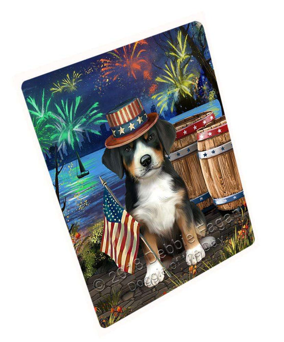 4th of July Independence Day Fireworks Greater Swiss Mountain Dog at the Lake Blanket BLNKT76557