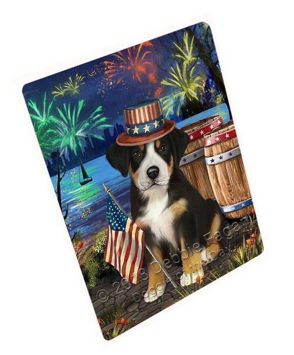 4th of July Independence Day Fireworks Greater Swiss Mountain Dog at the Lake Blanket BLNKT76566