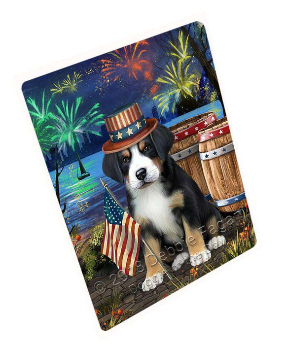 4th of July Independence Day Fireworks Greater Swiss Mountain Dog at the Lake Blanket BLNKT76575