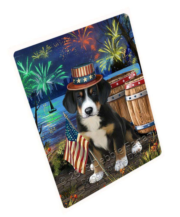 4th of July Independence Day Fireworks Greater Swiss Mountain Dog at the Lake Blanket BLNKT76584