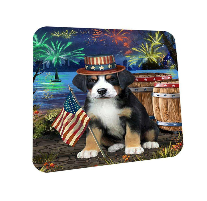 4th of July Independence Day Fireworks Greater Swiss Mountain Dog at the Lake Coasters Set of 4 CST51125