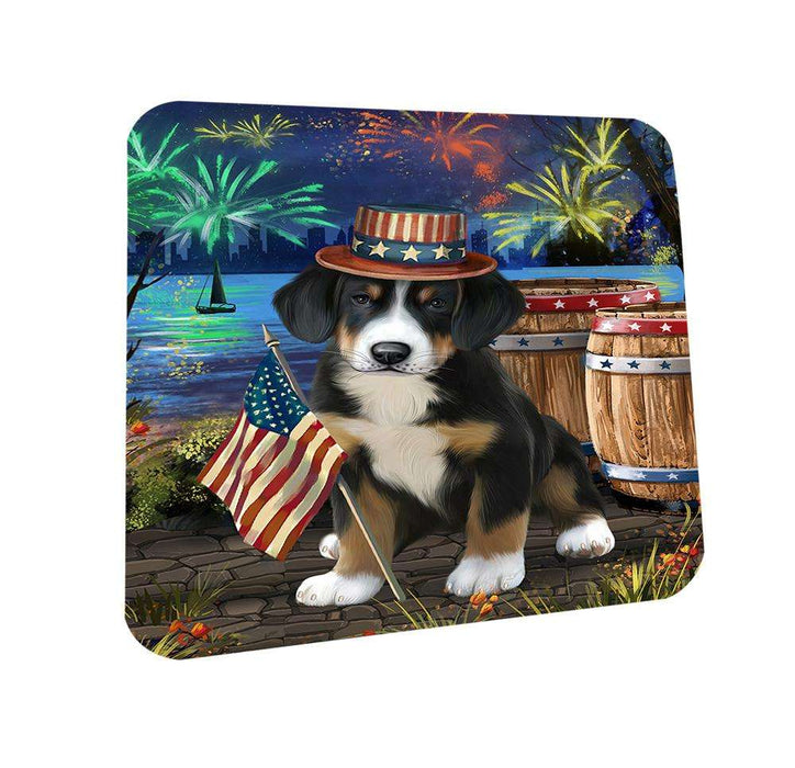 4th of July Independence Day Fireworks Greater Swiss Mountain Dog at the Lake Coasters Set of 4 CST51126