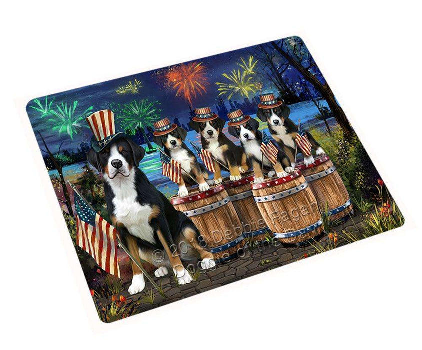 4th of July Independence Day Fireworks Greater Swiss Mountain Dogs at the Lake Blanket BLNKT75414