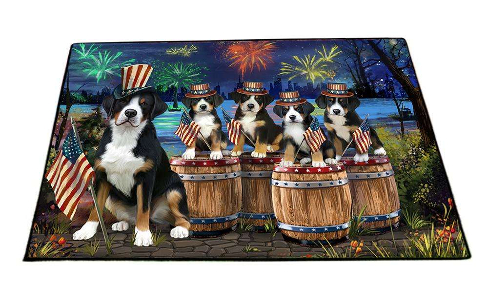 4th of July Independence Day Fireworks Greater Swiss Mountain Dogs at the Lake Floormat FLMS50937