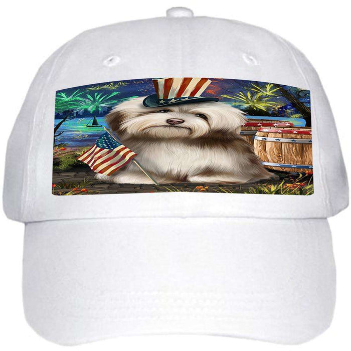 4th of July Independence Day Fireworks Havanese Dog at the Lake Ball Hat Cap HAT57237