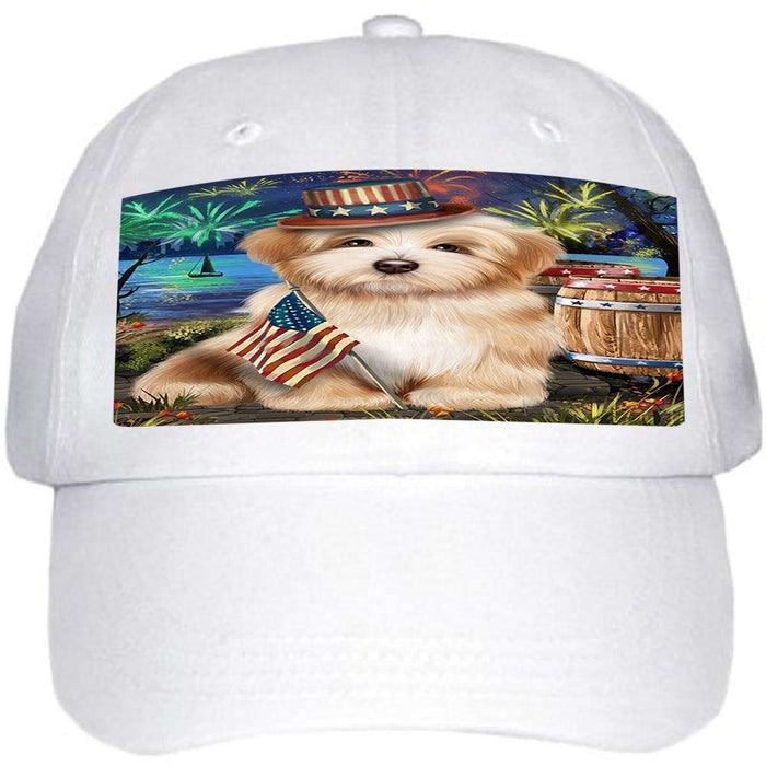 4th of July Independence Day Fireworks Havanese Dog at the Lake Ball Hat Cap HAT57240