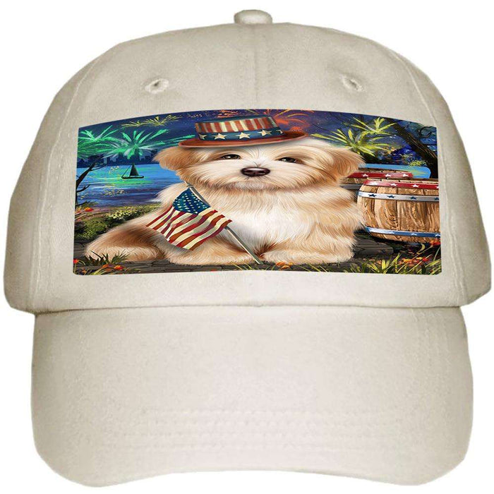 4th of July Independence Day Fireworks Havanese Dog at the Lake Ball Hat Cap HAT57240