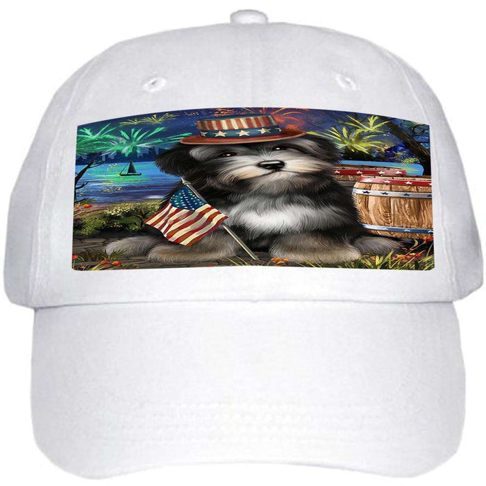 4th of July Independence Day Fireworks Havanese Dog at the Lake Ball Hat Cap HAT57243