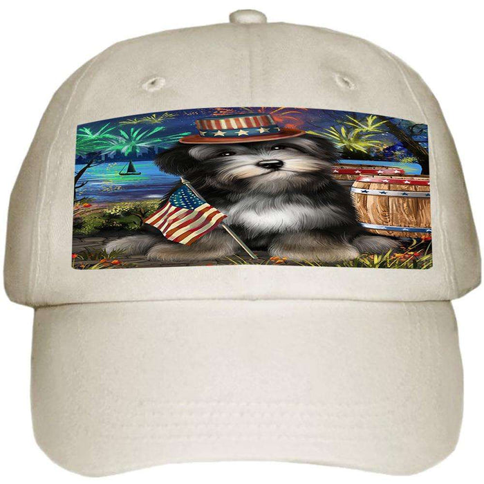 4th of July Independence Day Fireworks Havanese Dog at the Lake Ball Hat Cap HAT57243