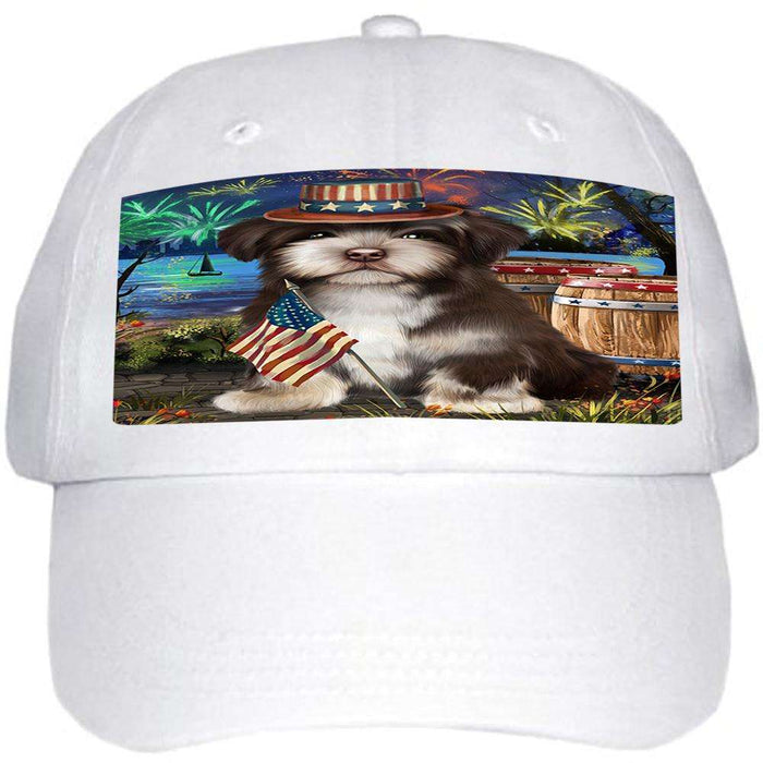 4th of July Independence Day Fireworks Havanese Dog at the Lake Ball Hat Cap HAT57246