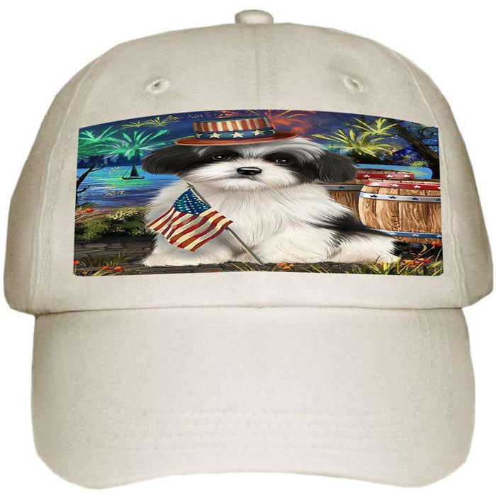 4th of July Independence Day Fireworks Havanese Dog at the Lake Ball Hat Cap HAT57249