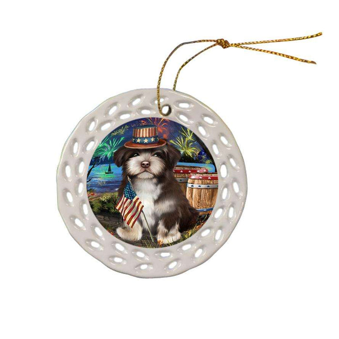 4th of July Independence Day Fireworks Havanese Dog at the Lake Ceramic Doily Ornament DPOR51171