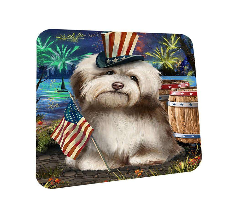 4th of July Independence Day Fireworks Havanese Dog at the Lake Coasters Set of 4 CST51127