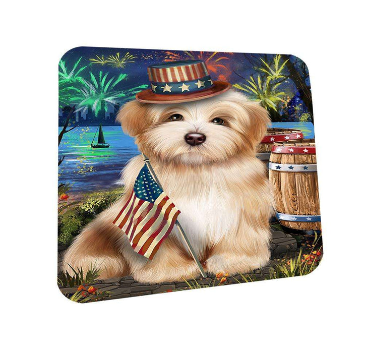 4th of July Independence Day Fireworks Havanese Dog at the Lake Coasters Set of 4 CST51128