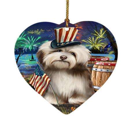 4th of July Independence Day Fireworks Havanese Dog at the Lake Heart Christmas Ornament HPOR51168