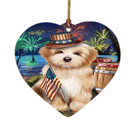 4th of July Independence Day Fireworks Havanese Dog at the Lake Heart Christmas Ornament HPOR51169