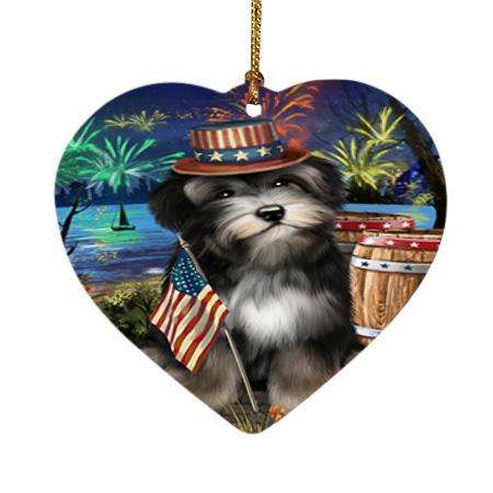4th of July Independence Day Fireworks Havanese Dog at the Lake Heart Christmas Ornament HPOR51170
