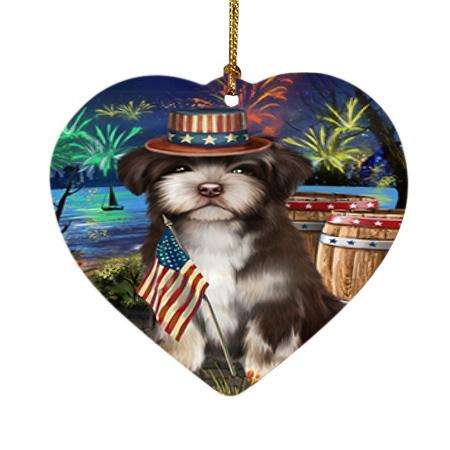 4th of July Independence Day Fireworks Havanese Dog at the Lake Heart Christmas Ornament HPOR51171