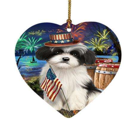 4th of July Independence Day Fireworks Havanese Dog at the Lake Heart Christmas Ornament HPOR51172