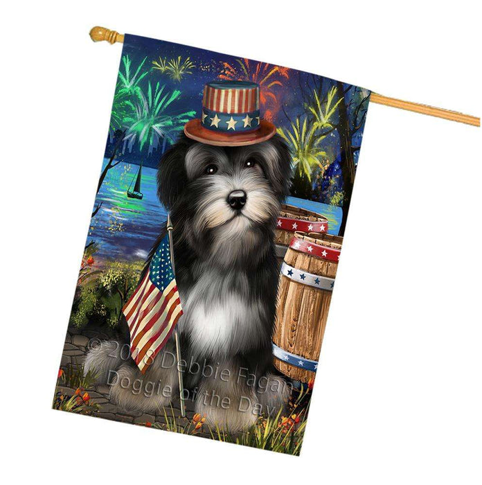 4th of July Independence Day Fireworks Havanese Dog at the Lake House Flag FLG51228